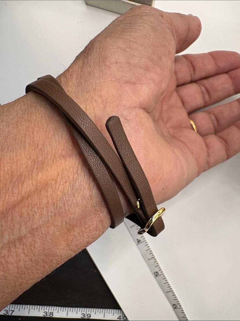 Alexander McQueen Leather Wrap Bracelet with Gold Swallow Accent - Picture 3 of 5